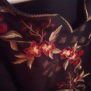 Embroidered Floral Black Blouse